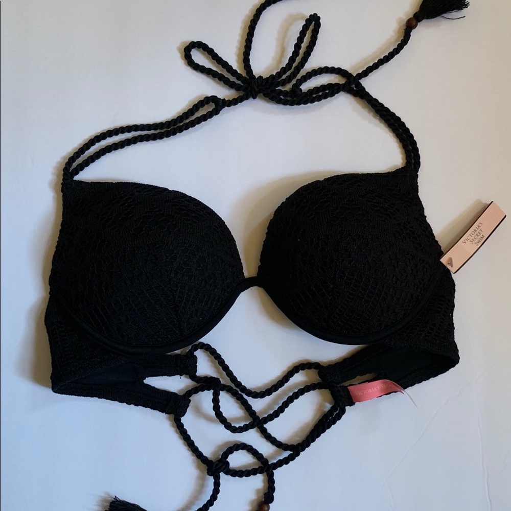 ✅SOLD✅BlackVictoriaSecret lace pushup swimming bra